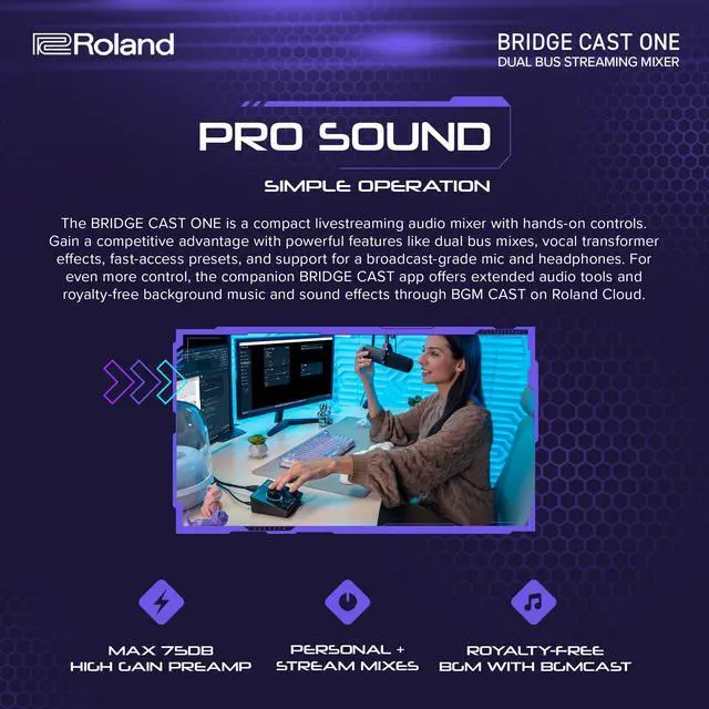 Alt view image 3 of 6 - BRIDGE CAST ONE Dual Bus Streaming Mixer | Compact Audio Streaming Mixer | For Online Gamers & Content Creators | 32-Bit Hardware DSP | USB-C Windows and Mac Connectivity | XLR Mic Support