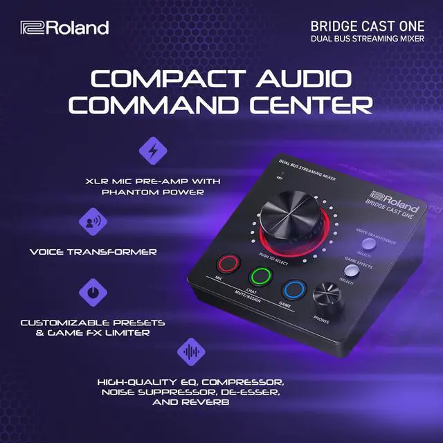 Alt view image 4 of 6 - BRIDGE CAST ONE Dual Bus Streaming Mixer | Compact Audio Streaming Mixer | For Online Gamers & Content Creators | 32-Bit Hardware DSP | USB-C Windows and Mac Connectivity | XLR Mic Support