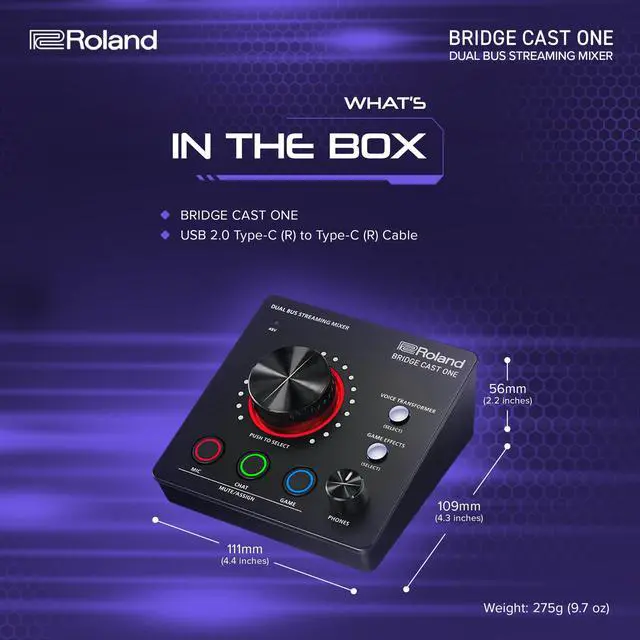 Alt view image 6 of 6 - BRIDGE CAST ONE Dual Bus Streaming Mixer | Compact Audio Streaming Mixer | For Online Gamers & Content Creators | 32-Bit Hardware DSP | USB-C Windows and Mac Connectivity | XLR Mic Support