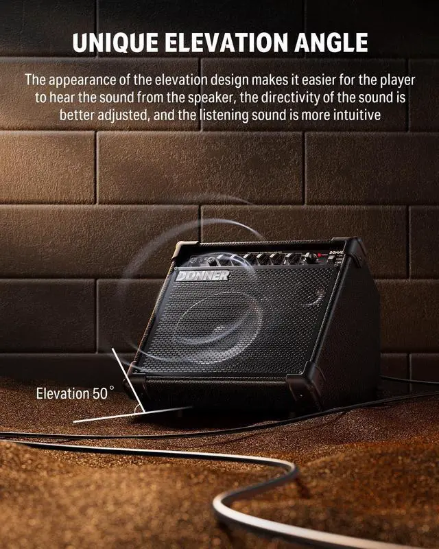 Alt view image 4 of 7 - 35-Watt Electronic Drum Amplifier DA-35, 2x8 Speakers, 2-Channel, 3-Band EQ, DI Out, Wireless Audio, Black, Compatible with Electronic Drum & Keyboard, Digital Modeling Amplifier