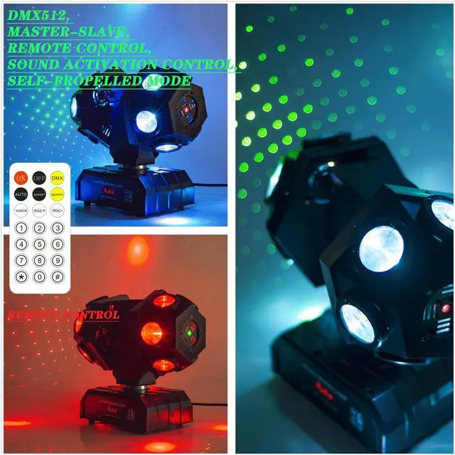 Alt view image 2 of 5 - Remote Control Moving Head DJ Light 12LEDs Rotating Stage Beam Lights Uplighting Pinspot Lights for DJ KTV Disco Party Wedding Concert Festival