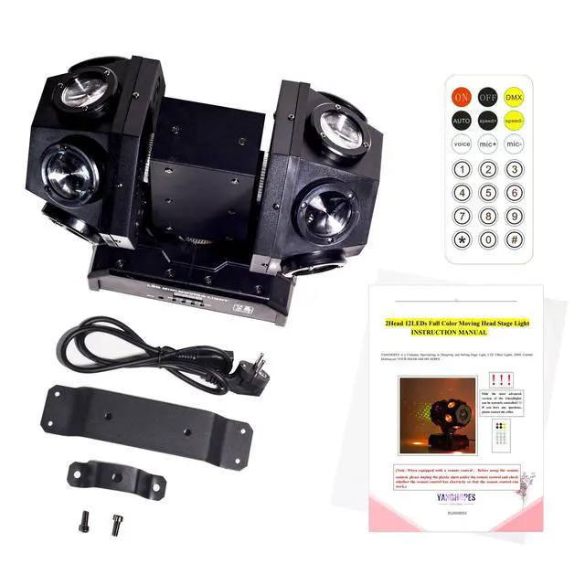 Alt view image 5 of 5 - Remote Control Moving Head DJ Light 12LEDs Rotating Stage Beam Lights Uplighting Pinspot Lights for DJ KTV Disco Party Wedding Concert Festival