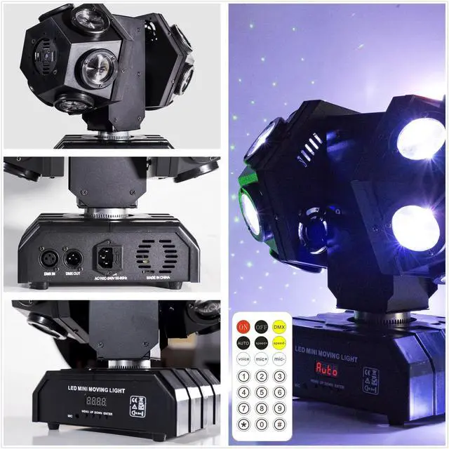 Alt view image 3 of 5 - Remote Control Moving Head DJ Light 12LEDs Rotating Stage Beam Lights Uplighting Pinspot Lights for DJ KTV Disco Party Wedding Concert Festival