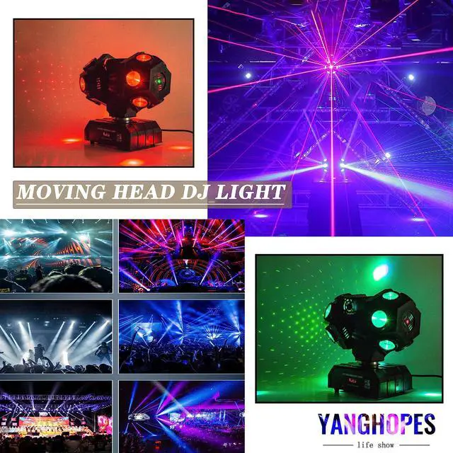 Alt view image 2 of 7 - Moving Head Stage Lights Professional DMX512 DJ Lights Sound Activated for KTV Disco Party Wedding Concert Festival