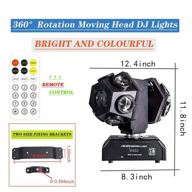 Alt view image 4 of 5 - Remote Control Moving Head DJ Light 12LEDs Rotating Stage Beam Lights Uplighting Pinspot Lights for DJ KTV Disco Party Wedding Concert Festival