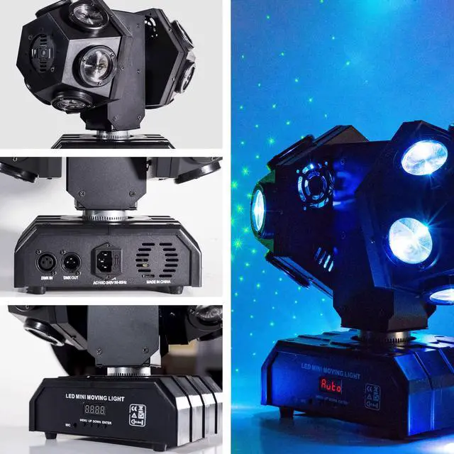 Alt view image 4 of 7 - Moving Head Stage Lights Professional DMX512 DJ Lights Sound Activated for KTV Disco Party Wedding Concert Festival
