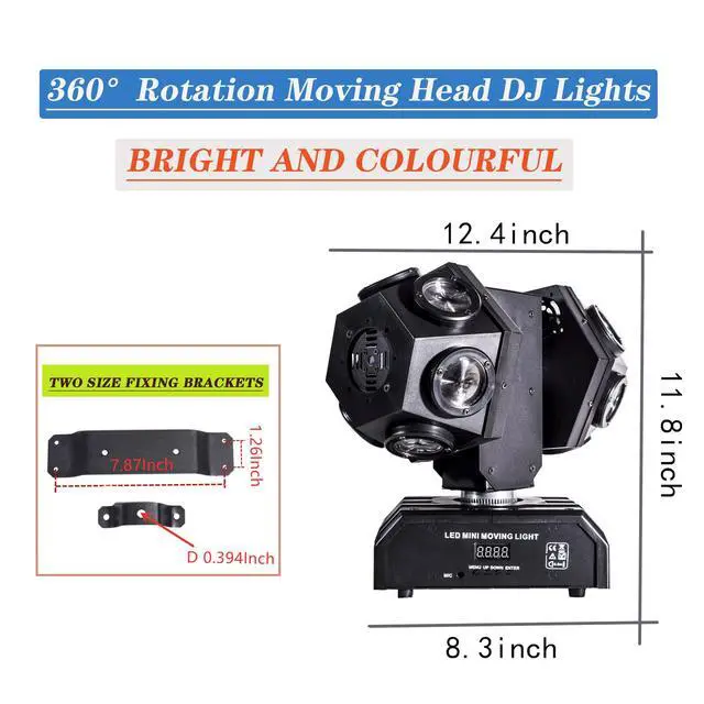 Alt view image 5 of 7 - Moving Head Stage Lights Professional DMX512 DJ Lights Sound Activated for KTV Disco Party Wedding Concert Festival