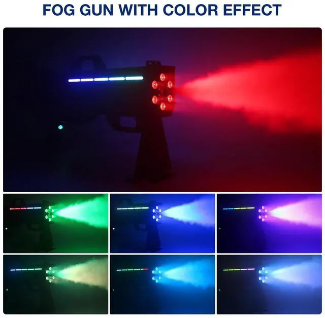 Alt view image 3 of 7 - 1500W Handheld Fog Machine Gun with 7-Color LED Lights | Smoke Cannon, Shoulder Strap, for Party DJ Events Concerts Halloween Parties Live Shows Stage Performances