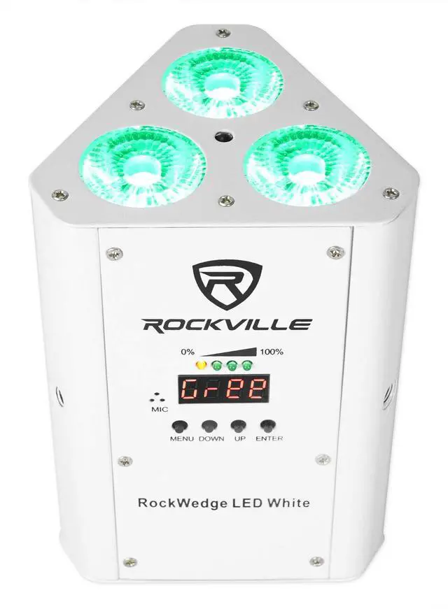 Alt view image 6 of 6 - RockWedge LED 54W RGBWA+UV Rechargeable Wireless DMX Par Light | Built-In 7500mAh Rechargeable Battery, Up to 36 Hours Single Color Runtime, 4 Hour Recharge, 6 or 10 Channel DMX, White