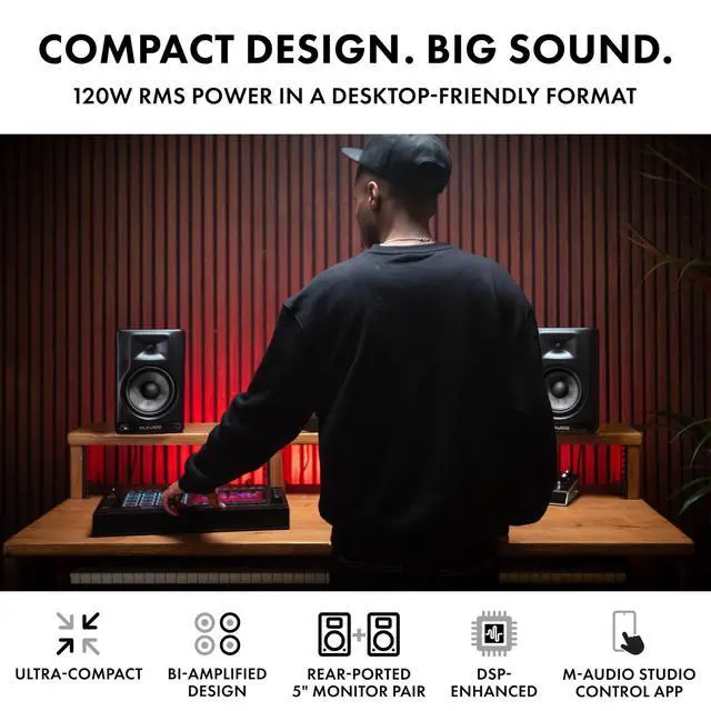 Alt view image 2 of 7 - BX5BT Pair 5" Desktop Studio Monitor Speakers with DSP and Bluetooth with App Control, for Music Production, Video Edits, Content Creation, Podcasting