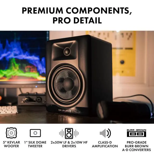 Alt view image 3 of 7 - BX5BT Pair 5" Desktop Studio Monitor Speakers with DSP and Bluetooth with App Control, for Music Production, Video Edits, Content Creation, Podcasting