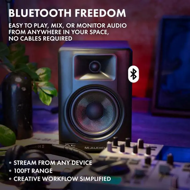 Alt view image 4 of 7 - BX5BT Pair 5" Desktop Studio Monitor Speakers with DSP and Bluetooth with App Control, for Music Production, Video Edits, Content Creation, Podcasting