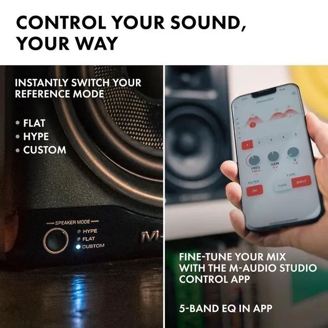 Alt view image 5 of 7 - BX5BT Pair 5" Desktop Studio Monitor Speakers with DSP and Bluetooth with App Control, for Music Production, Video Edits, Content Creation, Podcasting