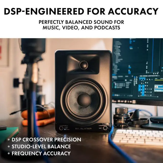 Alt view image 7 of 7 - BX5BT Pair 5" Desktop Studio Monitor Speakers with DSP and Bluetooth with App Control, for Music Production, Video Edits, Content Creation, Podcasting
