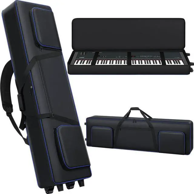 Main image of 88 Key Keyboard Case Soft Padded with Wheels (53"x14.5"x7") | 88 Key Piano Rolling Gig Bag with Multiple Accessory Pockets, Comfortable Backpack-Strap & Carrying Handle, Sturdy & Durable