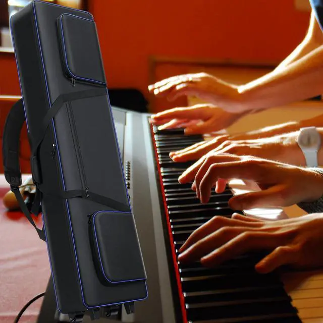 Alt view image 7 of 7 - 88 Key Keyboard Case Soft Padded with Wheels (53"x14.5"x7") | 88 Key Piano Rolling Gig Bag with Multiple Accessory Pockets, Comfortable Backpack-Strap & Carrying Handle, Sturdy & Durable