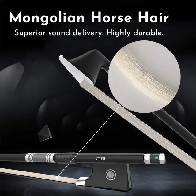 Alt view image 3 of 7 - Carbon Fiber Violin Bow, Hand Crafted by Professional Violin & Bow Makers, Strong, Stiff & Well Balanced, Made with Mongolian Horse Hair, For Violinists & Fiddlers of All Skill Levels
