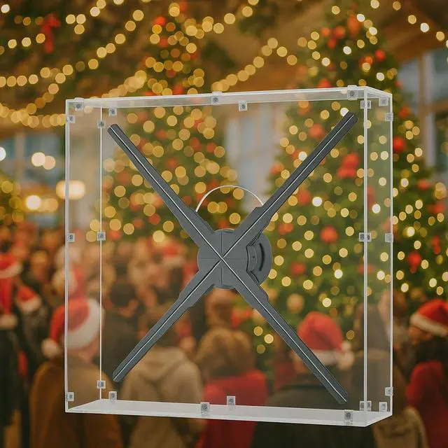 Alt view image 4 of 7 - 3D Hologram Fan Cover Clear Acrylic Enclosure For 27.5 Inch And Smaller Fans Dustproof Scratch Resistant Easy Install Pre Drilled Holes Hardware Included For Retail Store Trade Show Cover Only