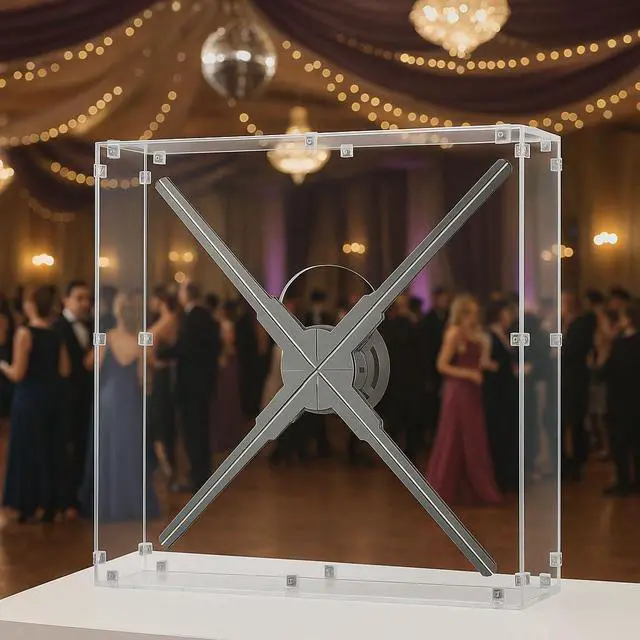 Alt view image 5 of 7 - 3D Hologram Fan Cover Clear Acrylic Enclosure For 27.5 Inch And Smaller Fans Dustproof Scratch Resistant Easy Install Pre Drilled Holes Hardware Included For Retail Store Trade Show Cover Only