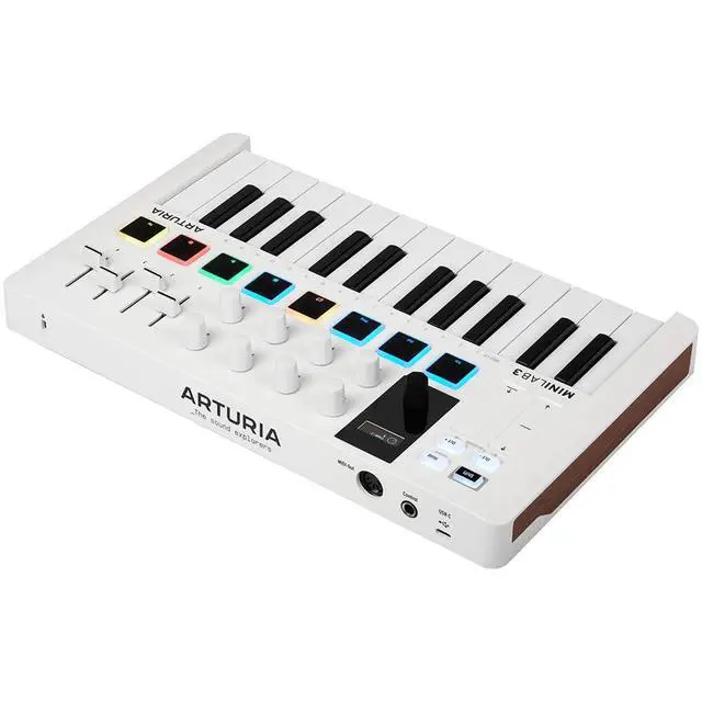 Alt view image 4 of 7 - MiniLab 3 Compact MIDI Keyboard and Pad Controller | White Bundle with 6ft MIDI Cable + Microfiber Cleaning Cloth (3 Item)