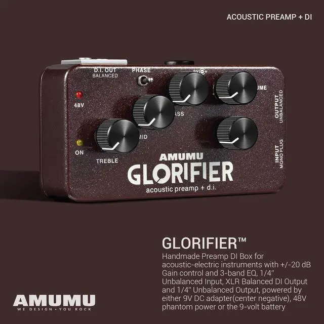 Alt view image 2 of 7 - GLORIFIER Acoustic Guitar Preamp DI Direct Input Box Guitar Pedal