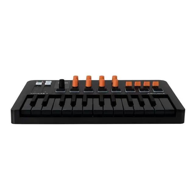 Alt view image 4 of 7 - MiniLab 3 Compact MIDI Keyboard and Pad Controller | Orange Bundle with 6ft MIDI Cable + Microfiber Cleaning Cloth (3 Item)