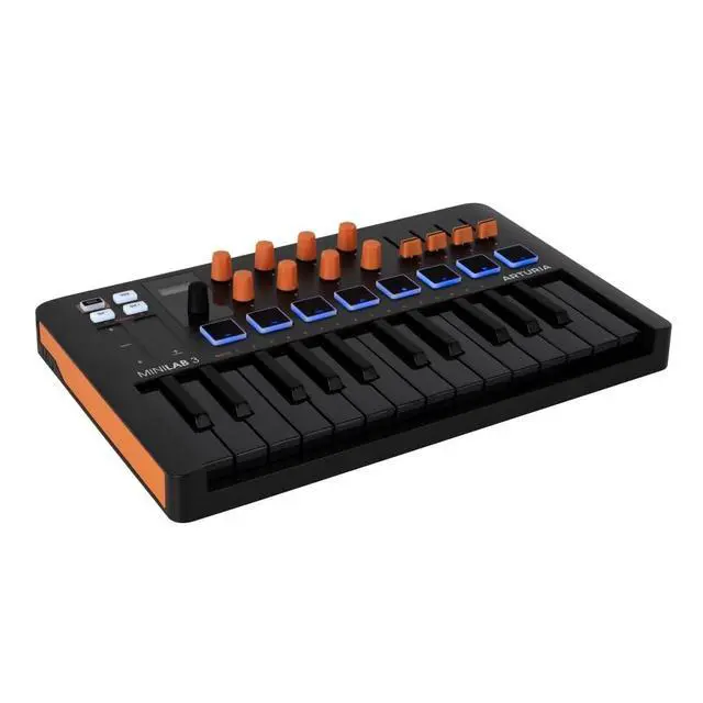Alt view image 5 of 7 - MiniLab 3 Compact MIDI Keyboard and Pad Controller | Orange Bundle with 6ft MIDI Cable + Microfiber Cleaning Cloth (3 Item)