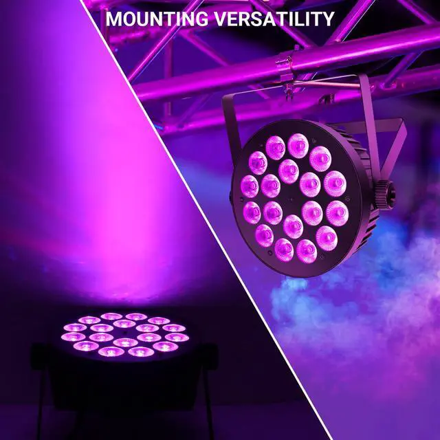 Alt view image 5 of 7 - 180W RGBW Par Lights DMX - LED Stage Par Lights 2 Pack with 4IN1 Quad Smooth Color Mixing with Remote DMX Control Multi-Modes Easy Setup for DJ Events Party Live Performances and Church