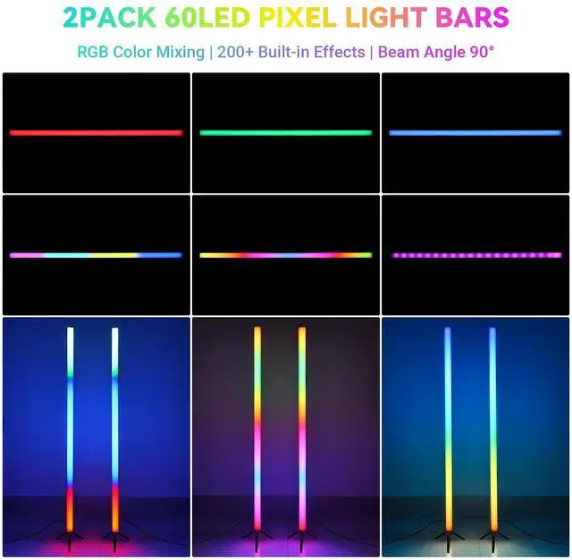 Alt view image 2 of 7 - 39" LED Stage Light Bar with Stand 2 Pack for Party Lighting | APP & Remote Control, RGB Color Mixing, Music Sync Timer Setting, Metal Tripod Flexible & Portable for Room, Gaming, DJ, Club