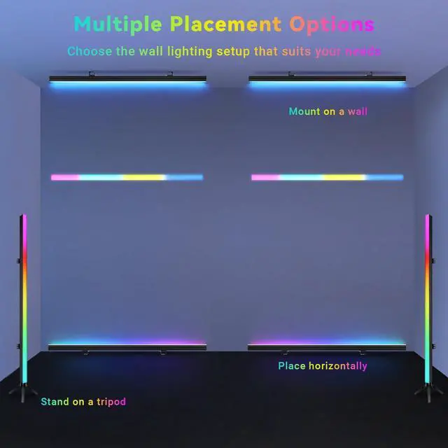 Alt view image 4 of 7 - 39" LED Stage Light Bar with Stand 2 Pack for Party Lighting | APP & Remote Control, RGB Color Mixing, Music Sync Timer Setting, Metal Tripod Flexible & Portable for Room, Gaming, DJ, Club