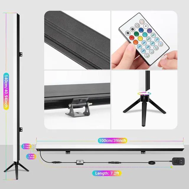 Alt view image 6 of 7 - 39" LED Stage Light Bar with Stand 2 Pack for Party Lighting | APP & Remote Control, RGB Color Mixing, Music Sync Timer Setting, Metal Tripod Flexible & Portable for Room, Gaming, DJ, Club