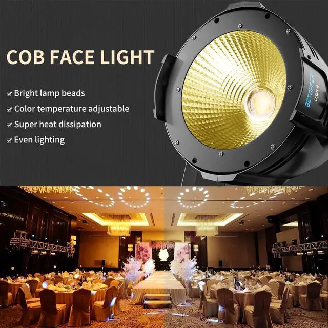 Alt view image 3 of 7 - 100W LED DMX Stage Spotlights with Barndoor, COB Warm/Cold White | 100W,Ra>90,Warm/Cold White,High Brightness,Natural Lighting Source,Restore Real Color,Heat Dissipation,DMX512/Master-slave