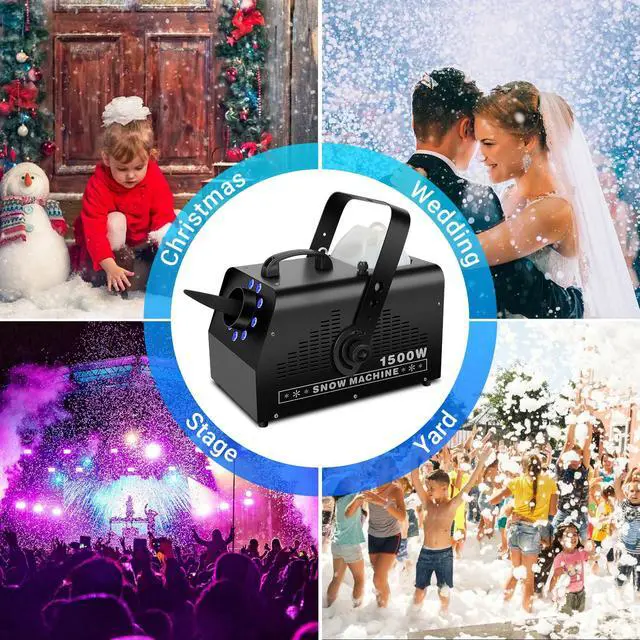 Alt view image 7 of 7 - 1500W Snow Machine Snowflake Maker: Wired & Wireless Remote Snow Volume - with 9LED RGB Lights - Artificial Fake Snow Machine for Outdoor Christmas Party Wedding Fiestas Holiday Stage Effects