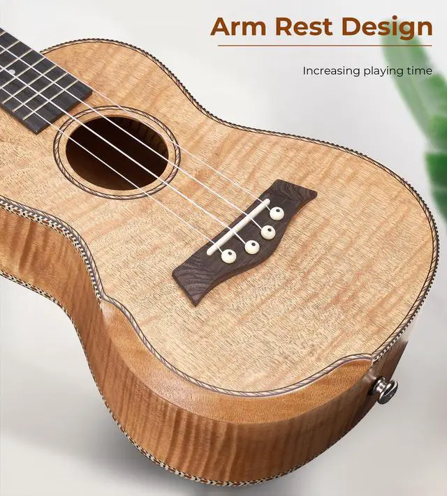Alt view image 2 of 7 - Concert Ukulele 23 inch Ukelele Kit Arm Rest Ukulele Okoume Wood Four String Wooden Hawaiian Starter Uke for Beginners Professional Adults