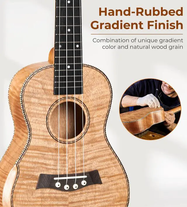 Alt view image 3 of 7 - Concert Ukulele 23 inch Ukelele Kit Arm Rest Ukulele Okoume Wood Four String Wooden Hawaiian Starter Uke for Beginners Professional Adults
