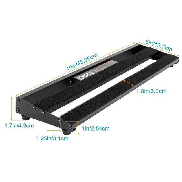 Alt view image 7 of 7 - Guitar Pedalboard with Built-in Power Supply Pedal Board Aluminium Alloy 1.8lb Lightweight 19x5 Inch Black Pedal Board with Power Supply, Carrying Bag, Guitar Pedal Cable, Hook Tape
