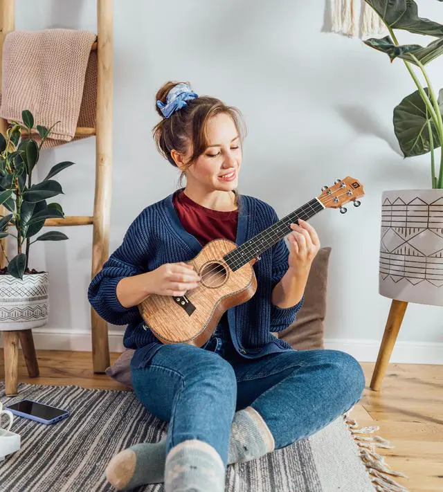 Alt view image 7 of 7 - Concert Ukulele 23 inch Ukelele Kit Arm Rest Ukulele Okoume Wood Four String Wooden Hawaiian Starter Uke for Beginners Professional Adults