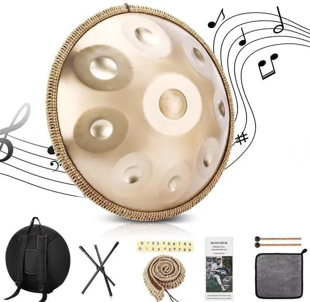Main image of Handpan 22 Inches Drum Set, 440Hz 9 Notes Hand Drum Instrument, Premium Steel Hand Drum, Includes Carrying Case, Drumsticks, Spiral Wraps, Instruction Guide