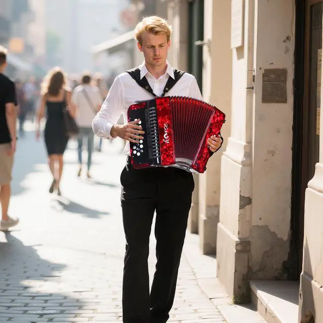 Alt view image 7 of 7 - 22 Key 8 Bass Accordion, Acordeones Para Adultos, Stable Pitch Polished 22 Key Accordions, Comfortable Sensitive to the Touch Button Accordion, Acordeón De Adulto Azul for Beginners with Bag (Red)