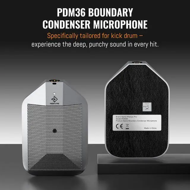 Alt view image 2 of 7 - Boundary Condenser Microphone, Supercardioid Kick Drum Microphone with XLR Connector, Two-Position EQ Switch, Rugged Metal Bass Drum Mic for Instrument Applications (PDM36)