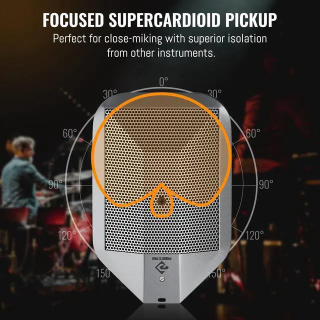 Alt view image 5 of 7 - Boundary Condenser Microphone, Supercardioid Kick Drum Microphone with XLR Connector, Two-Position EQ Switch, Rugged Metal Bass Drum Mic for Instrument Applications (PDM36)