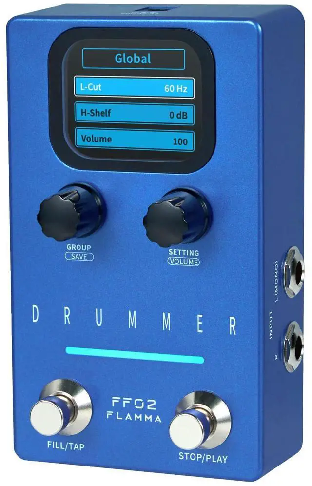 Main image of FF02 Drum Machine Guitar Pedal - 121 Drum Grooves, 11 Music Genres, Tap Tempo, Adjustable Rhythms, Stereo I/O for Live & Studio Use