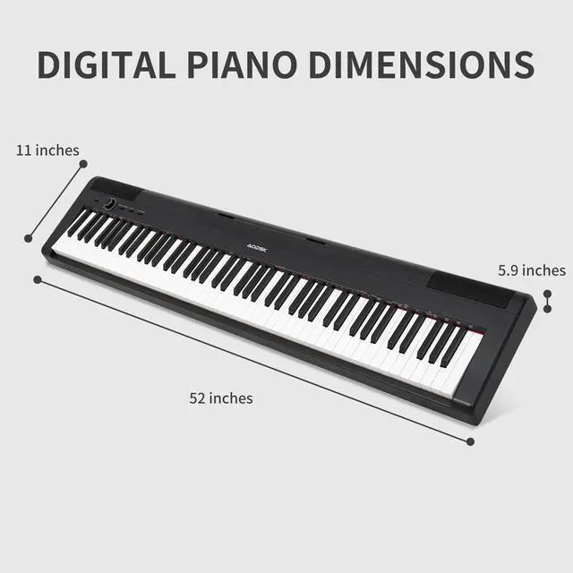 Alt view image 6 of 7 - Digital Piano 88 Key Weighted keyboard Piano with Portable and stable U stand, Full Size Weighted Keyboard, with 3-Pedal Unit, 2x15W Stereo Speakers, MP3 Function, Black, Piano Lessons