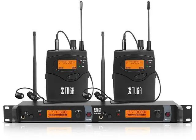 Main image of in Ear Monitor System Delivering Zero Latency Audio Mixes with 250-350ft Range, Built-in Limiter Circuit and 2-Channel UHF Frequencies for Live Band Performance Monitoring (IEM1200 2 Bodypacks)