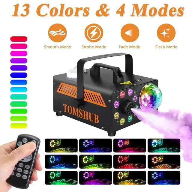 Alt view image 2 of 7 - 600W Fog Machine with Disco Ball & 13-Color LED Lights, 2000CFM High-Output Smoke Machine, Wireless Remote, Auto Spray, for Halloween, DJ, Weddings, Parties (Fog Juice not Included)