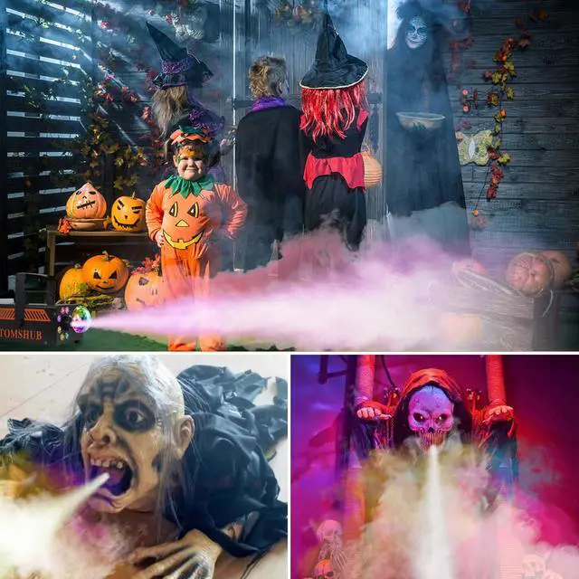 Alt view image 4 of 7 - 600W Fog Machine with Disco Ball & 13-Color LED Lights, 2000CFM High-Output Smoke Machine, Wireless Remote, Auto Spray, for Halloween, DJ, Weddings, Parties (Fog Juice not Included)