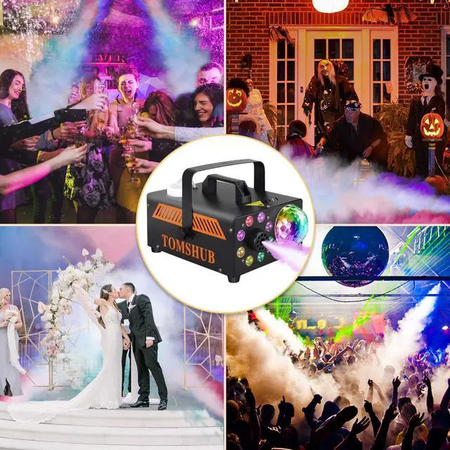 Alt view image 3 of 7 - 600W Fog Machine with Disco Ball & 13-Color LED Lights, 2000CFM High-Output Smoke Machine, Wireless Remote, Auto Spray, for Halloween, DJ, Weddings, Parties (Fog Juice not Included)