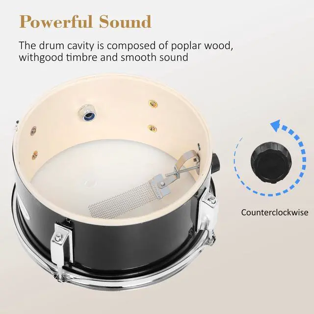 Alt view image 4 of 7 - Kids Drum Set - 3 Piece 14 Inch Beginner Drum Kit for Kids Boys & Girls with Adjustable Drum Throne, Bass Pedal, Cymbal & Drumsticks (Black)