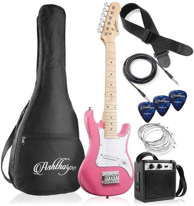 Main image of 30-inch Kids Electric Guitar Beginner Kit with Amplifier (Pink), Basic Starter Package w/Gig Bag, Strings, Strap, Picks