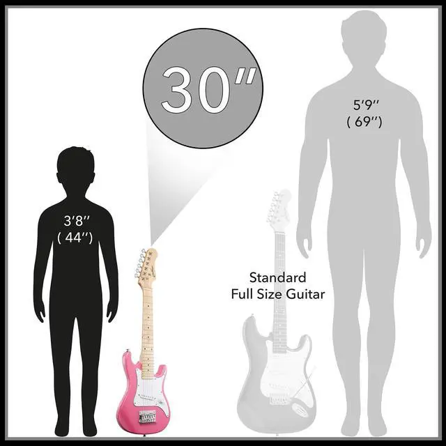 Alt view image 2 of 7 - 30-inch Kids Electric Guitar Beginner Kit with Amplifier (Pink), Basic Starter Package w/Gig Bag, Strings, Strap, Picks